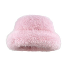 Faux Fur Ladies Winter Bucket Hat Warm Protection From Cold Fisherman Cap Fashionable Winter Hat for Women Winter Cap-A