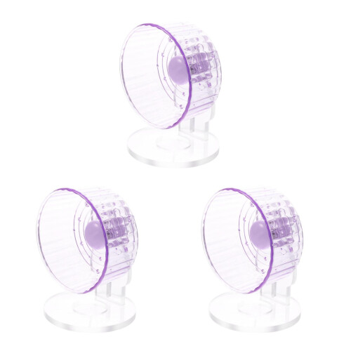 3Sets Violet PVC Hamster Exercise Wheel Silent Running Toy for Pets