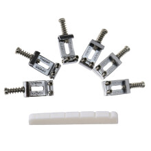 1Pc Modern and Vintage Electric Guitar Six String Nut Cattle Bone Slotted & 6X Replacement Chrome Tremolo Bridge Saddles