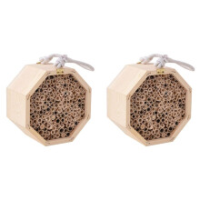 2X Houten Insectenbijenhuis Natuurlijk Milieuvriendelijk Houten Insectenhotel Tuinnest Eenvoudige Installatie Mooi Gemakkelijk Te Onderhouden