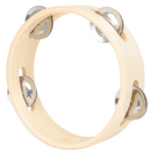 6 Inch Wood Handheld Tambourine Sigle Row, Tambourines with Jingle Bells