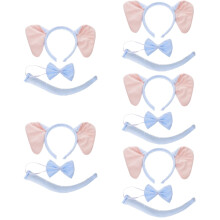 5Sets Sky-Blue Elephant Ears Headband Tail Bow Tie Costume Kit