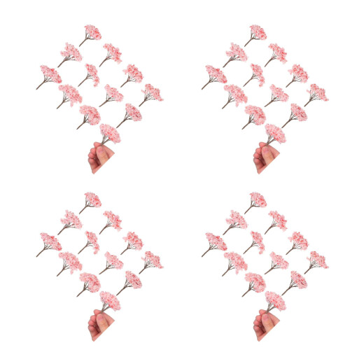 48Pcs Pink Artificial Cherry Blossom Miniature Trees for Home Decor