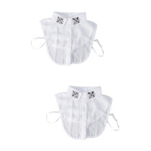 2St Wit Afneembaar Nepkraagje Half Shirt Kraag Voor Dames