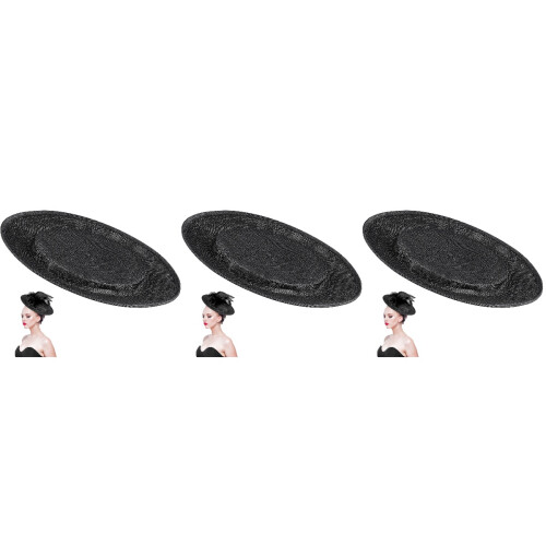 3Pièces Base Chapeau Noir Ronde DIY Pour Accessoires Mode