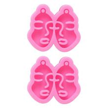 2X Glossy Girl Face Earring Mold Resin Silicone Mold DIY Epoxy Mould Decoration Keychain