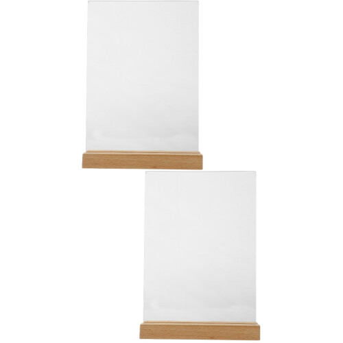 2Pcs Clear Acrylic Menu Holder Stand with Stable Wood Base for Shops