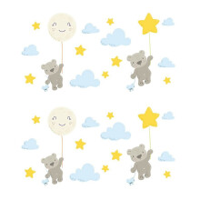 2X Adesivos de Parede de Urso Voador em Aquarela Decalques de Parede de BerçáRio Faça Você Mesmo DecoraçãO