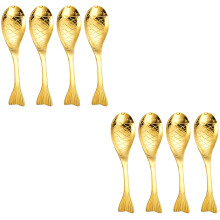 8Pcs Golden Metal Spoons Kids Soup & Cooking Spoons Easy Clean