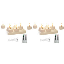 2X Rechargeable Flameless Tea Lights Candles with Charging Station 12Pcs Battery Tea Lights Candles with Remote & Timer