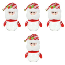 4St Kerst Snoep Opslag Jars, Cartoon Patroon, Stevig Plastic Materiaal