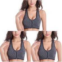 3St Comfortabele Grijze Sportbh Vrouwen Push Up Fitness En Sport