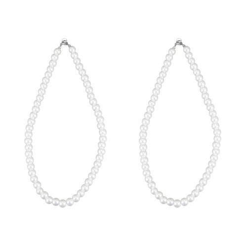 2X Charm Pearl Necklace w. Metal Clasp 1