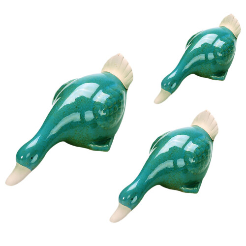 6Pcs Blue Ceramic Drinking Water Duck Statues Home Desk Figurines 1