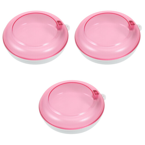 3Pièces Boîte À Dentier Rose Rotative Durable Pour Rangement