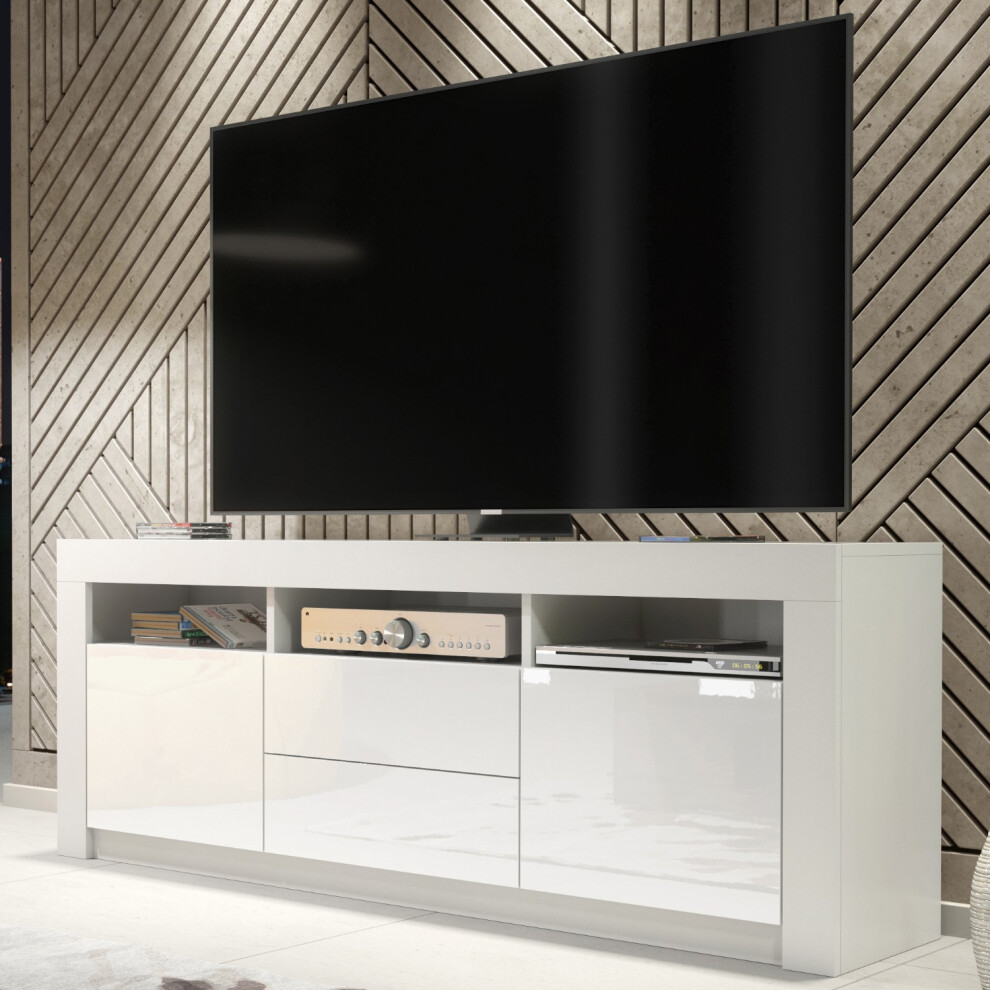 Mex Furniture Ltd Tv Unit Shine 160Cm - White With Gloss Doors