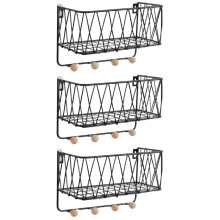 3Pièces Porte- Mural Noir Rangement Polyvalent