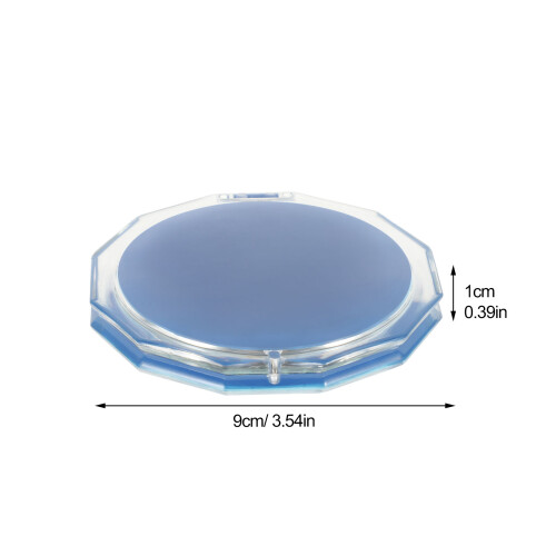 2Pcs Portable Blue Foldable Pocket Mirrors Double-Sided Makeup Travel 1
