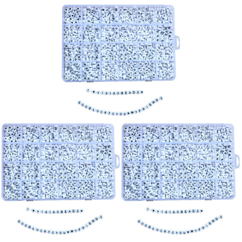 3Ensembles Perles Lettres Blanches Pour Personnalisés