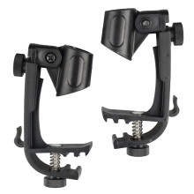2Pièces Clips Microphone Réglables Pour Batterie Usage Domestique Noir