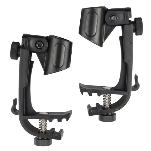2Pièces Clips Microphone Réglables Pour Batterie Usage Domestique Noir