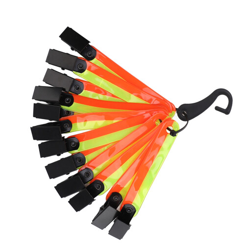 12PCS Reflective PVC Trail Markers with Clips, Yellow/Orange