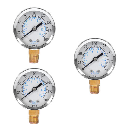 3Pièces Manomètres De Air 50Mm 0-14 Bar Double Échelle