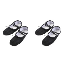 2Paires Chaussures De Danse Noires Antidérapantes Pour Ballet Jazz