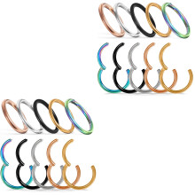 20Pièces Anneaux Piercing Nez Acier Inoxydable