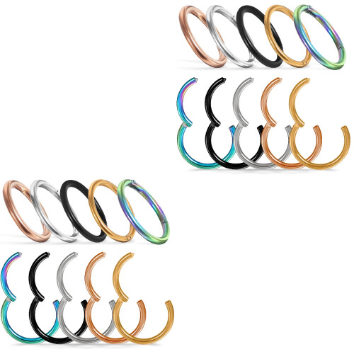 20Pièces Anneaux Piercing Nez Acier Inoxydable