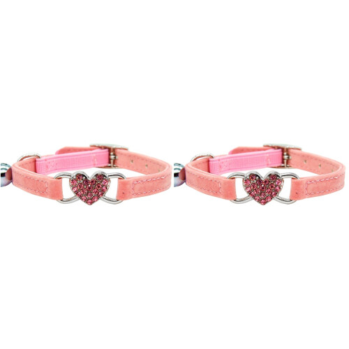 2Pièces Collier Animaux Rose En , Ajustable Pour Chat