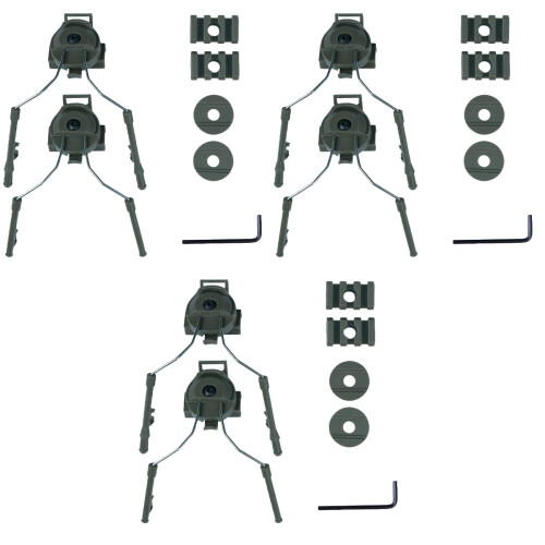3Pièces Rail Casque Vert Outdoor Pièces Robustes Et Pratiques