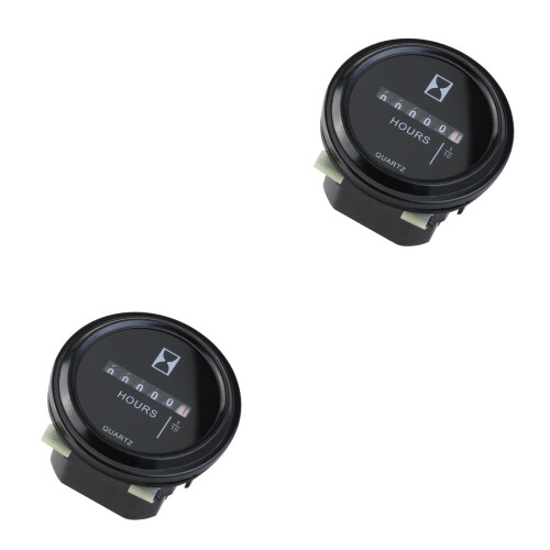 2Pièces Compteur D'heures Quartz Rond Noir 10V-80V Résistant Eau