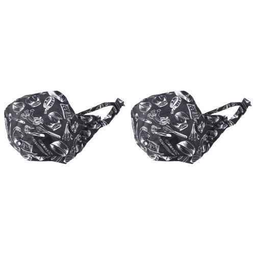 2Pièces Turban Catering Noir En Toile Robuste Ajustable