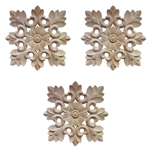 3Pièces Décor En Bois Khaki Fleurs DIY Pour Noëls