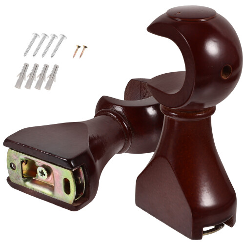 4 Pcs Wood Curtain Rod Bracket Support Rack 2