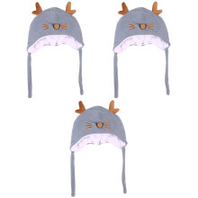 3Pièces Bonnet Bébé Hiver Coton Bleu Antilope Oreilles Chaud