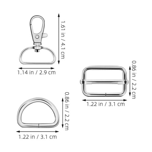 96Pcs Silver Metal Strap Buckle Set D-Ring Spring Hooks Keychain Clips 1