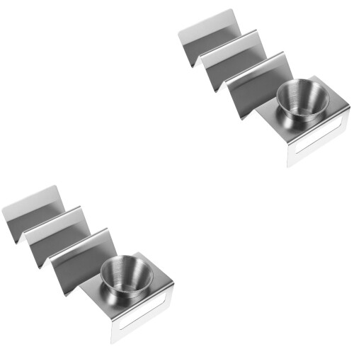 2Ensembles Support Taco W En Acier Inoxydable Cuisine Argenté