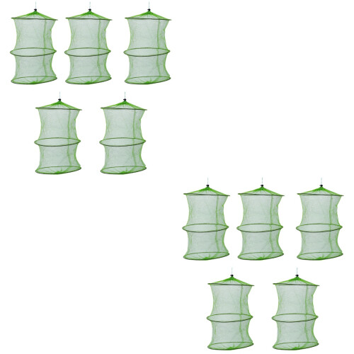 10Pièces Panier De Pliable En Nylon Vert,