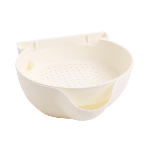 3Pcs Kitchen Fruit Bowl Double Layer with Phone Holder Beige 2