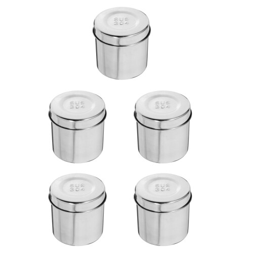 5Pcs Stainless Steel Sterilization Storage Jar Silver for Salon Use 2