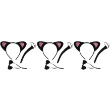 9St Dieren Hoofdband Set Kat Met En Strik Voor Kostuumfeest