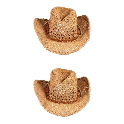 2Pièces Chapeaux Tissés Enfants Large Clair