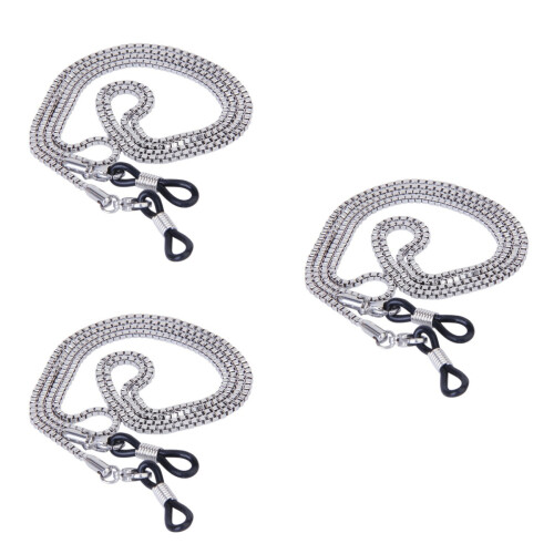 3Pièces Chaînes Acier Argent Pour Lunettes De Soleil Et Correctrices