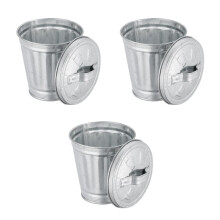 3St Zilveren Metalen Mini Afvalbak Desktop Voor Opslag En