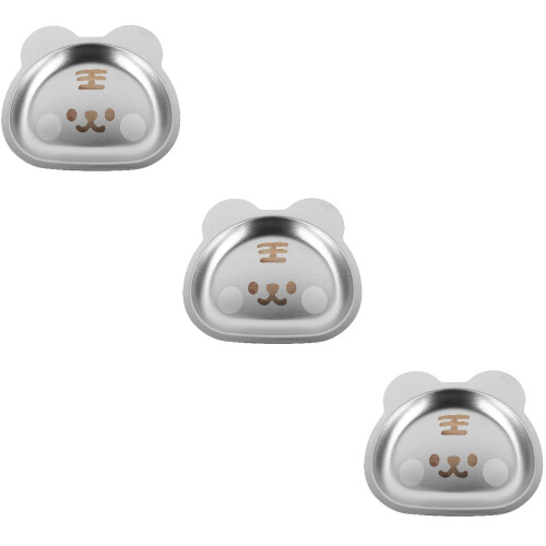 3Pièces Assiettes Acier Inoxydable Argentées Enfant