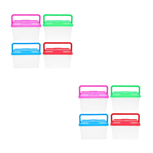 8Pcs Transparent Plastic Fish Breeding Box with Handle for Small Pets 2