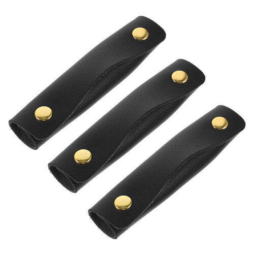 9Pcs PU Bag Handle Protectors Black Soft Portable Covers 2