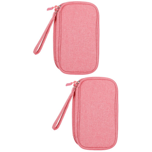 2Pièces Étui Rose Anti-Rayures Pour Accessoires Électroniques Voyage